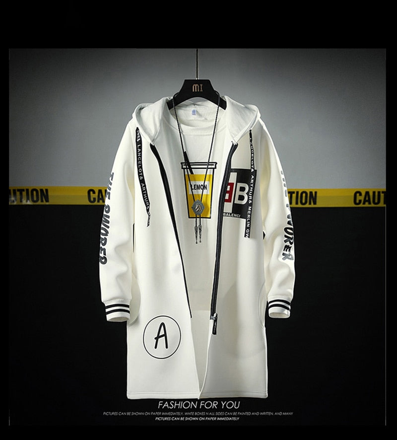 The North Fashion Long Coat Autumn Zipper Windproof Slim Windbreaker Mens Large Size Hip Hop Jackets Clothes Face | Vimost Shop.