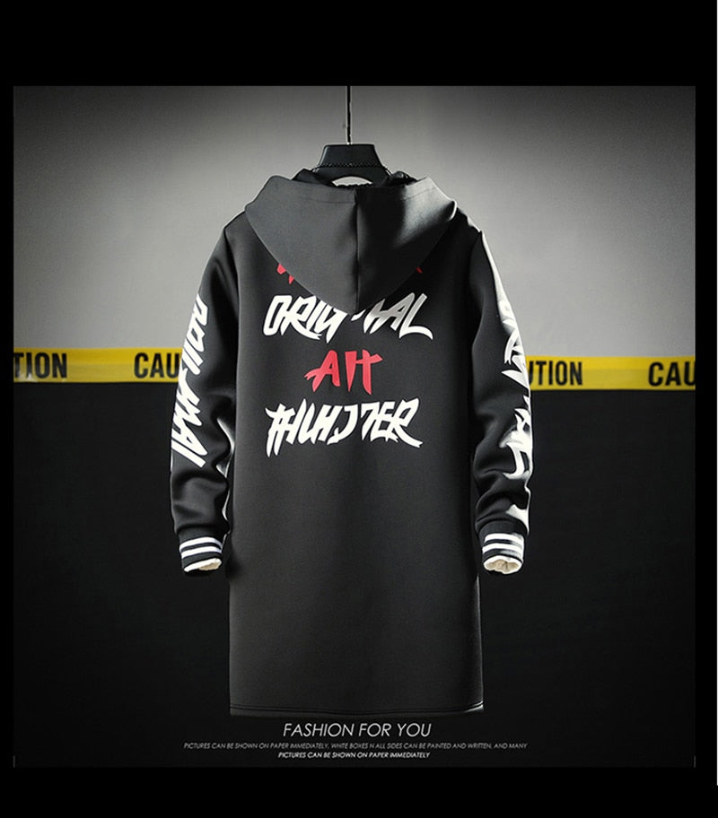 The North Fashion Long Coat Autumn Zipper Windproof Slim Windbreaker Mens Large Size Hip Hop Jackets Clothes Face | Vimost Shop.