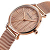 Arrival  Japan Quartz Movement Wood grain Walnut Fashion Stainless Steel Mesh Band Waterproof Women Wrist watches