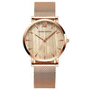 Arrival  Japan Quartz Movement Wood grain Walnut Fashion Stainless Steel Mesh Band Waterproof Women Wrist watches