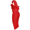 Women One Shoulder Bandage Dress Elegant Ruffles Red Bandage Dress Sexy Party Night Club Dress | Vimost Shop.