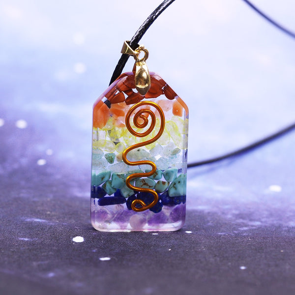 7 Chakra Crystal Stone Necklace Reiki Healing Orgonite Pendant Rainbow Healing Jewelry Resin Pendant Jewelry | Vimost Shop.