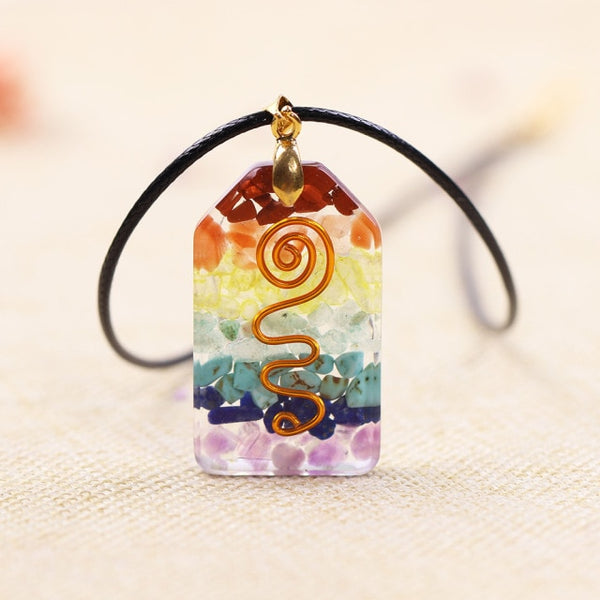 7 Chakra Crystal Stone Necklace Reiki Healing Orgonite Pendant Rainbow Healing Jewelry Resin Pendant Jewelry | Vimost Shop.