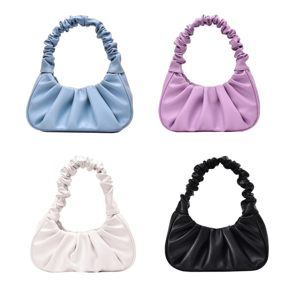 Folds Design Small PU Leather Shoulder Bags For Women Elegant Handbags Female Travel Totes Lady Fashion Hand Bag | Vimost Shop.