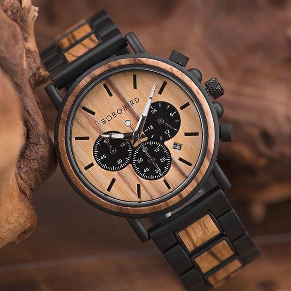 Luxury Men Business Wood Watch Chronograph Luminous Hand Auto Date Multi-function wristwatch Relogio Masculino In Box | Vimost Shop.