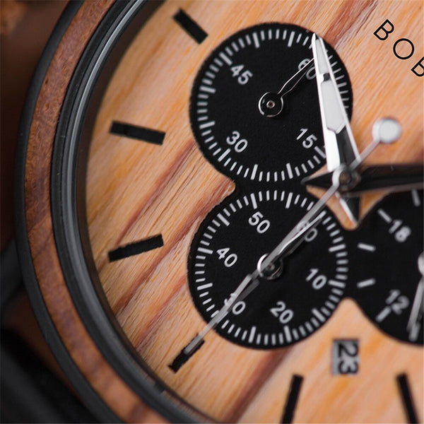 Luxury Men Business Wood Watch Chronograph Luminous Hand Auto Date Multi-function wristwatch Relogio Masculino In Box | Vimost Shop.
