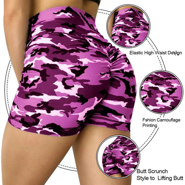 Women High Waist Sport Shorts Camouflage Print  Butt Workout Running Fitness Leggings Yoga Shorts Biker Shorts | Vimost Shop.