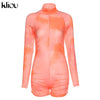 Skinny women zipper playsuits sexy rompers clubwear print full sleeve sportwear turtleneck | Vimost Shop.