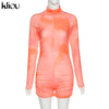 Skinny women zipper playsuits sexy rompers clubwear print full sleeve sportwear turtleneck | Vimost Shop.