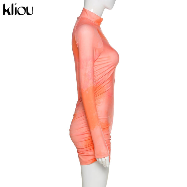 Skinny women zipper playsuits sexy rompers clubwear print full sleeve sportwear turtleneck | Vimost Shop.