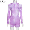 Skinny women zipper playsuits sexy rompers clubwear print full sleeve sportwear turtleneck | Vimost Shop.