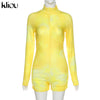 Skinny women zipper playsuits sexy rompers clubwear print full sleeve sportwear turtleneck | Vimost Shop.