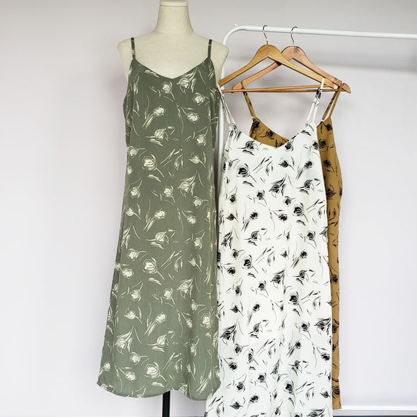 Summer leopard dress floral printing sundress sexy sleeveless midi dress | Vimost Shop.