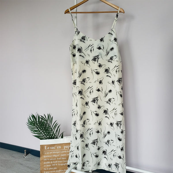 Summer leopard dress floral printing sundress sexy sleeveless midi dress | Vimost Shop.