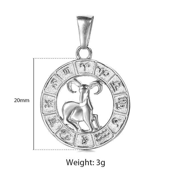 Silver Color 12 Horoscope Zodiac Sign Pendant Necklace For Women Men Stainless Steel Constellations Jewelry Gift Dropship | Vimost Shop.