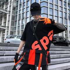 Men Harajuku Tops & Tees Casual T Shirt Streetwear Fashion Hit Color Tshirt Print Hip Hop Cotton Short Letter | Vimost Shop.