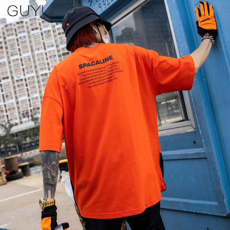 Men Harajuku Tops & Tees Casual T Shirt Streetwear Fashion Hit Color Tshirt Print Hip Hop Cotton Short Letter | Vimost Shop.