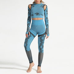 Sport Fitness Seamless Yoga Set Suit Camouflage Workout Clothes Gym for Women Leggings Breathable Long-sleeved Yoga suit | Vimost Shop.