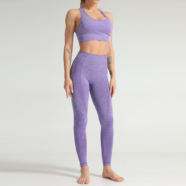 Lycra Seamless 2PCS Women Yoga Set Gym Clothing Fitness Leggings+Cropped Shirts Sport Suit Women Long Sleeve Tracksuit Active | Vimost Shop.