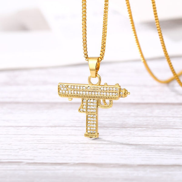 Gold Punk Gun Pendant Necklace For Women Long Chains Necklace Hip Hop Fashion Jewelry Accessories Gift For Girls Choker Bijoux | Vimost Shop.