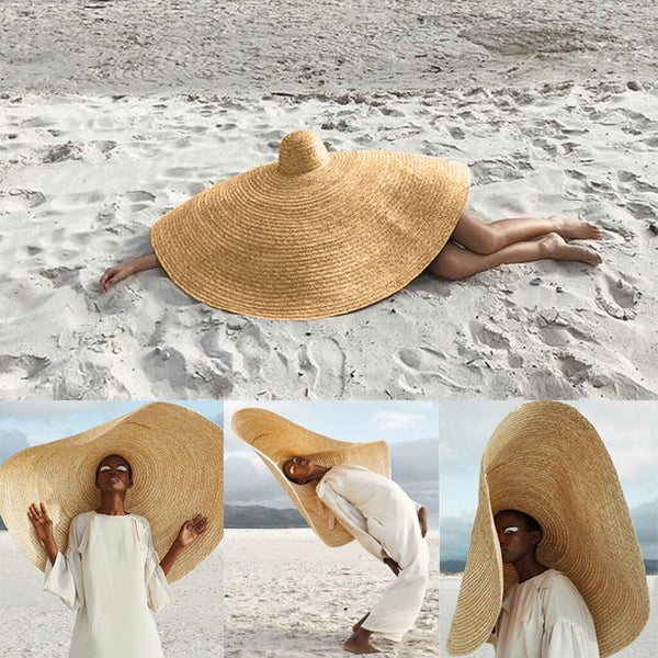 Woman Fashion Large Sun Hat Beach Anti-uv Sun Protection Foldable Straw Cap Cover Oversized Collapsible Sunshade Beach Hat | Vimost Shop.