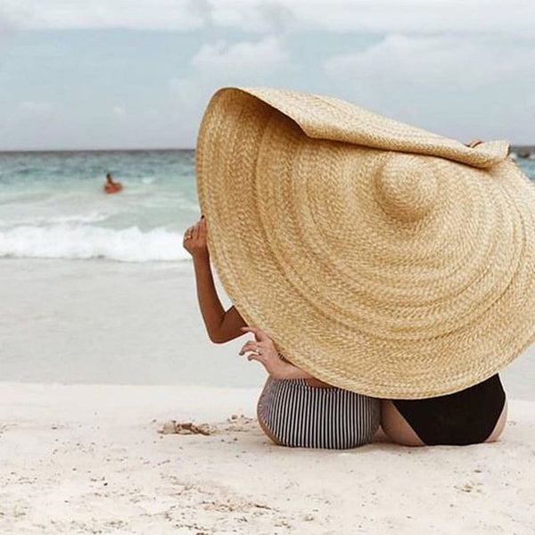 Woman Fashion Large Sun Hat Beach Anti-uv Sun Protection Foldable Straw Cap Cover Oversized Collapsible Sunshade Beach Hat | Vimost Shop.