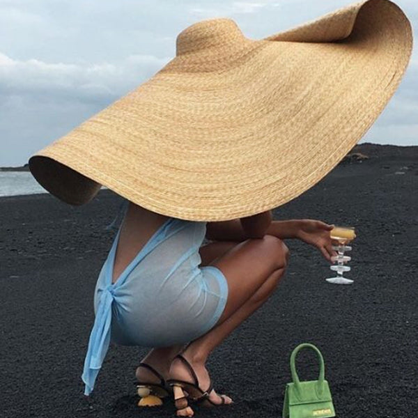 Woman Fashion Large Sun Hat Beach Anti-uv Sun Protection Foldable Straw Cap Cover Oversized Collapsible Sunshade Beach Hat | Vimost Shop.