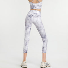 Tie Dye NO FRONT SEAM Sport Gym Yoga Capri Leggings Women | Vimost Shop.