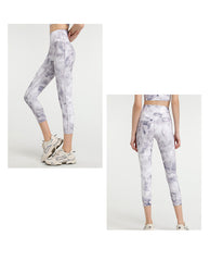 Tie Dye NO FRONT SEAM Sport Gym Yoga Capri Leggings Women | Vimost Shop.