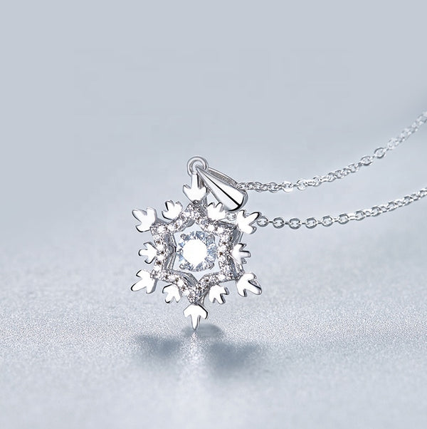Snowflake Moissanite Diamond Pendant 925 Sterling Silver Jewelry Necklace Women with Twinkle Setting Moissanite | Vimost Shop.