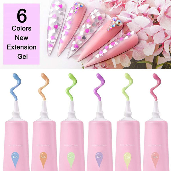 Poly Nail Extension Gel Kit, No Slip Solution Need Blue Pink Nail Builder Gel with Base Coat Top Coat All-in-One | Vimost Shop.