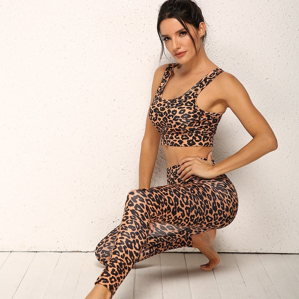 Hot Sales Leopord Sports Sets Yoga Fitness Bras and Pants Hip Slim-Fit PantsWomens Tracksuit Sexy Running Leggings and Tops | Vimost Shop.