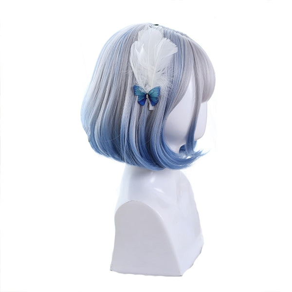 Mixed Blue Bob Lolita Wigs with Bangs Short Harajuku Cosplay Wig Pink Wig Heat Resistant Synthetic Hair Party | Vimost Shop.