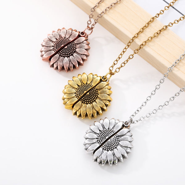 You Are My Sunshine Sunflower Necklace Long Gold Sliver Color Chain Stainless Steel Open Sunflower Necklace Accesories For Women | Vimost Shop.