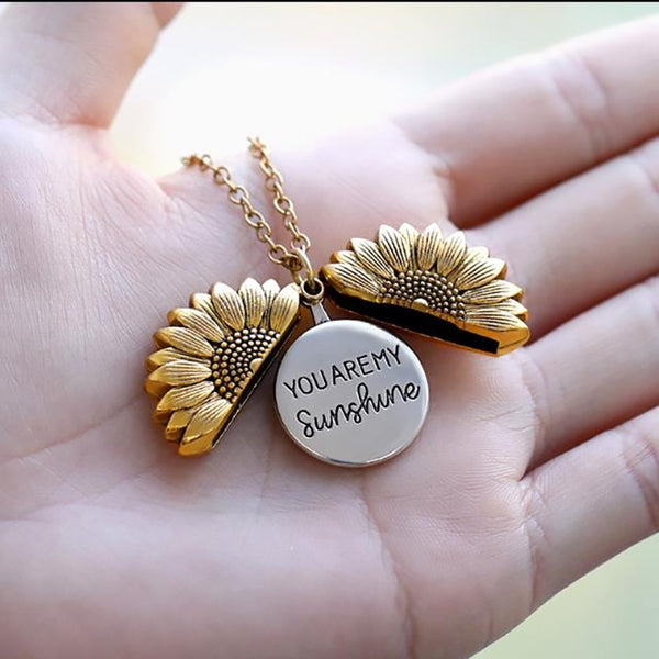 You Are My Sunshine Sunflower Necklace Long Gold Sliver Color Chain Stainless Steel Open Sunflower Necklace Accesories For Women | Vimost Shop.