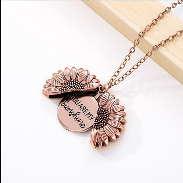 You Are My Sunshine Sunflower Necklace Long Gold Sliver Color Chain Stainless Steel Open Sunflower Necklace Accesories For Women | Vimost Shop.