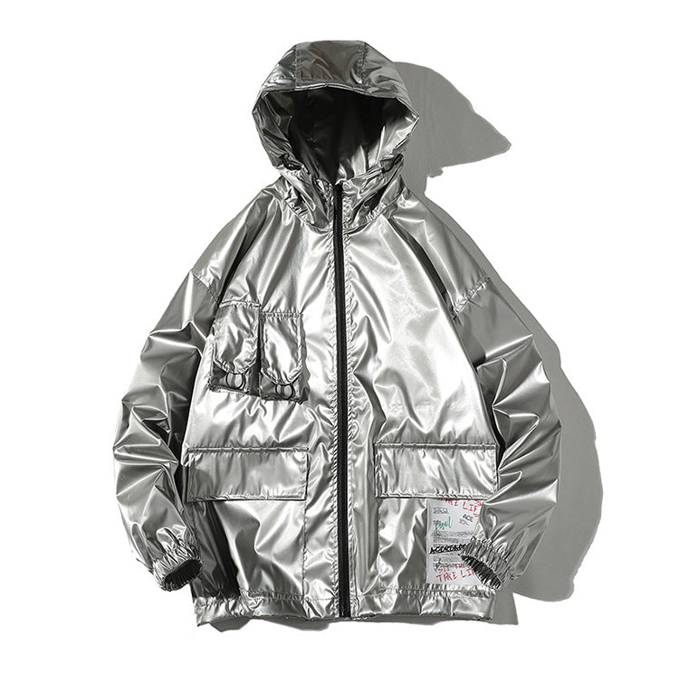 New Spring men Bright Leather Jacket Hooded Multi-pocket Fashion Design Men's Jackets and Coats Clothes Big Size 4XL 5XL | Vimost Shop.