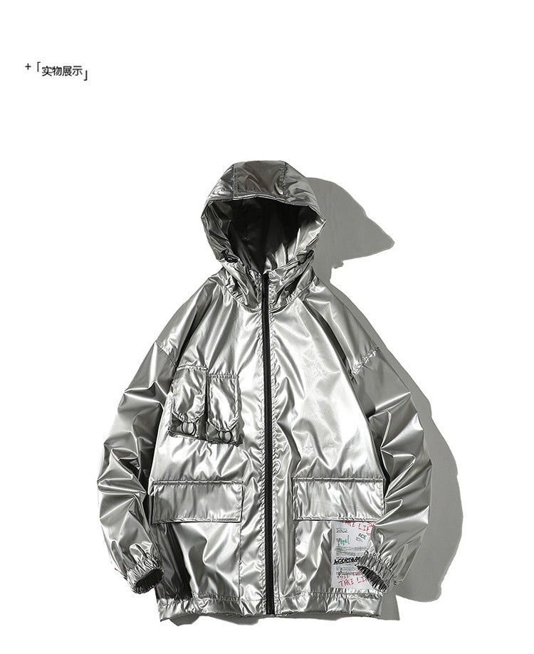 New Spring men Bright Leather Jacket Hooded Multi-pocket Fashion Design Men's Jackets and Coats Clothes Big Size 4XL 5XL | Vimost Shop.