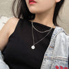 Harajuku stainless steel multi layer necklace women cuban chain statement coin pendant choker kpop fashion jewellery | Vimost Shop.