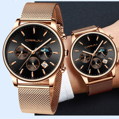 Top Luxury Men Multifunction Watches Waterproof Business Casual Quartz Date Wrist Watch Male Mesh Strap Clock | Vimost Shop.