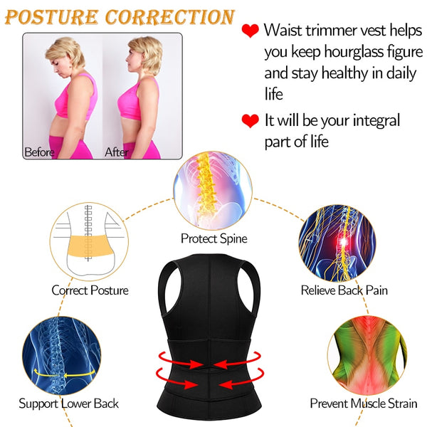 Womens Waist Trainer Corset Vest Sauna Sweat Suit Compression Shirt Slimming Body Shaper Workout Tank Tops Weight Loss Shapewear | Vimost Shop.