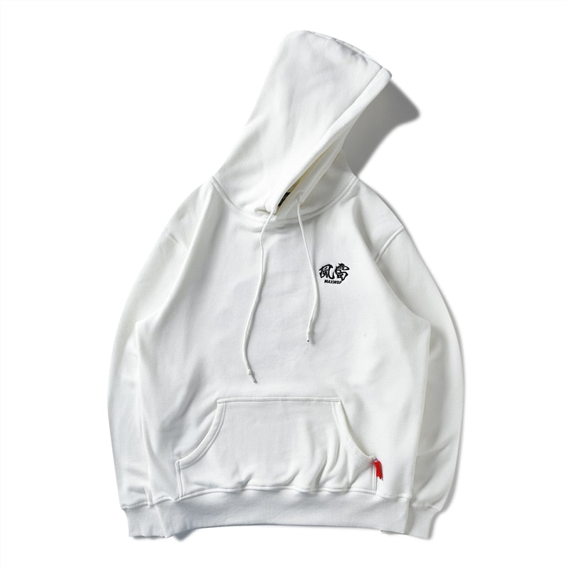 Embroidery Japanese Wind Thunder Devil Hoodie Streetwear Harajuku Hip Hop Chinese Style Hooded Sweatshirts Men Oversize | Vimost Shop.