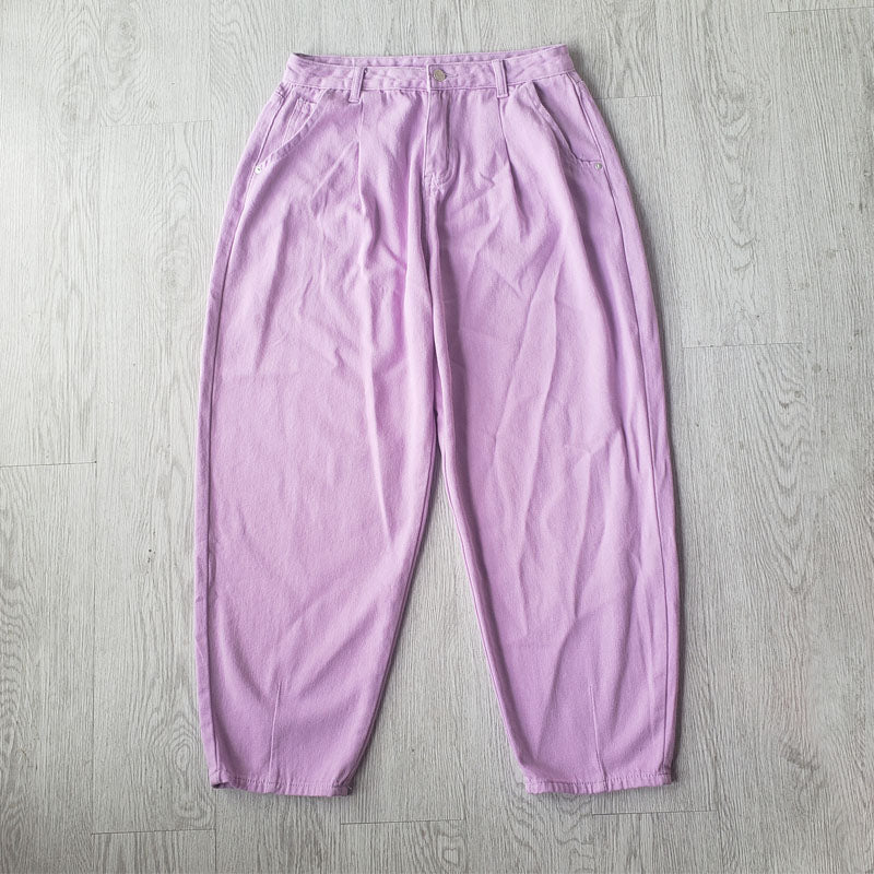 Women pants vintage denim pants casual streetwear fashion violet mom jeans | Vimost Shop.