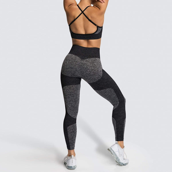 Lycra Seamless Yoga Set Women Fitness Bra Top Sportswear Woman Gym Leggings Push Up Strappy Sexy Sports Suits workout set | Vimost Shop.