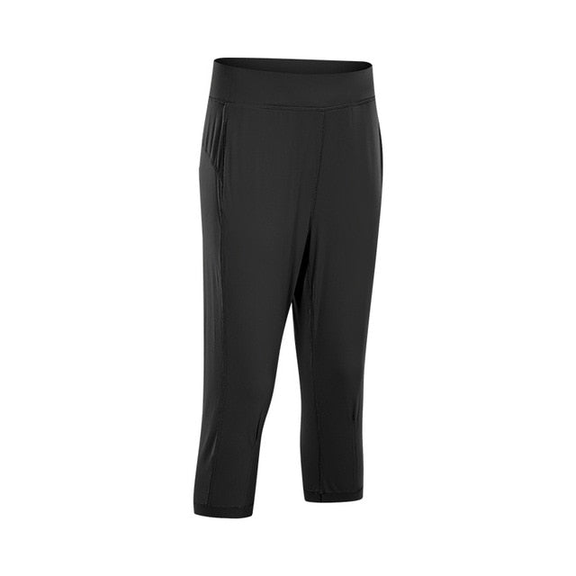 Leisure&Home Sport Fitness Yoga Capri Joggers Women High Waist Stretchy Workout Gym Cropped Pants with Pocket