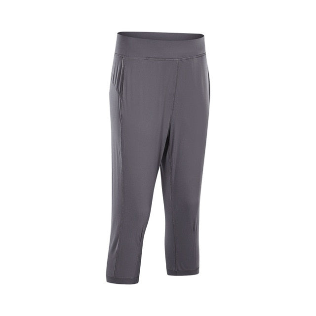 Leisure&Home Sport Fitness Yoga Capri Joggers Women High Waist Stretchy Workout Gym Cropped Pants with Pocket