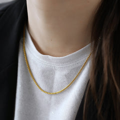 Width 2mm Round Box Chain Necklaces For Women Men Gold Stainless Steel Necklace Never Fade Wholesale Jewelry | Vimost Shop.