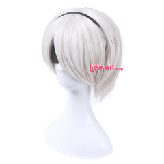 Nier Automatas 2B 9S Cosplay Wigs White Short Men Cosplay Wigs Halloween Heat Resistant Synthetic Hair No.2 Type B | Vimost Shop.