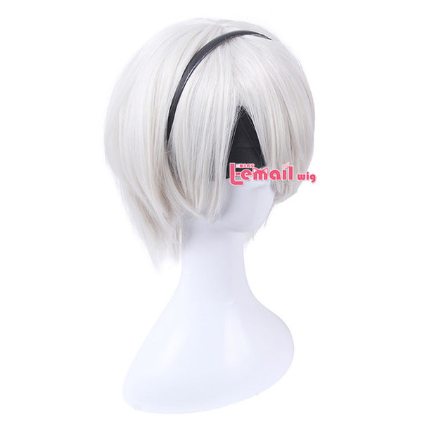 Nier Automatas 2B 9S Cosplay Wigs White Short Men Cosplay Wigs Halloween Heat Resistant Synthetic Hair No.2 Type B | Vimost Shop.