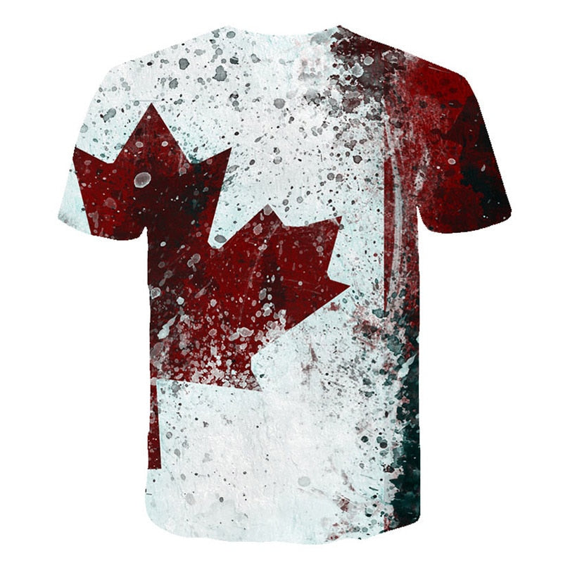 Flag Printing 3D Red maple Tshirt Men Fashion Short Sleeve Summer T-shirts Casual Canada Flag | Vimost Shop.